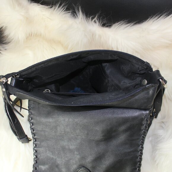 VTD Cavalcanti Genuine Cow pattern Leather Shoulder Black bag Made in Italy - Picture 7 of 9